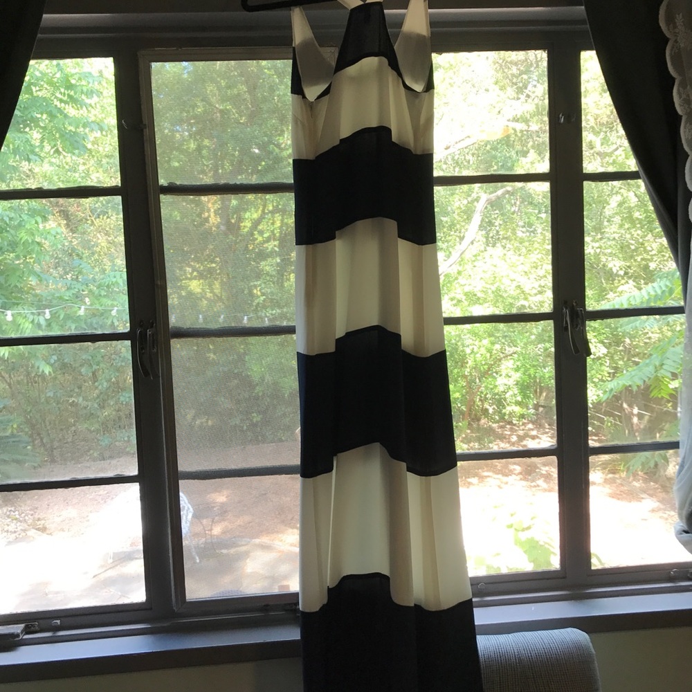 Blue & White Striped Maxi Dress - Picture 6 of 8